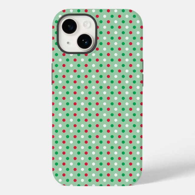 Red, White & Green Polka Dots Phone Case (Back)