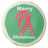 Red White Green Striped Candy Canes Christmas Sugar Cookie (Front)