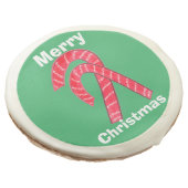 Red White Green Striped Candy Canes Christmas Sugar Cookie (Angled)