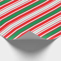 Red White & Green Striped Christmas Wrapping Paper