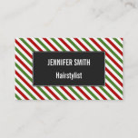 [ Thumbnail: Red, White & Green Striped Pattern Business Card ]