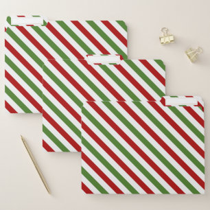 Red, White & Green Striped Pattern File Folders