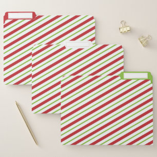 Red White Green Striped Pattern Holiday Christmas File Folder