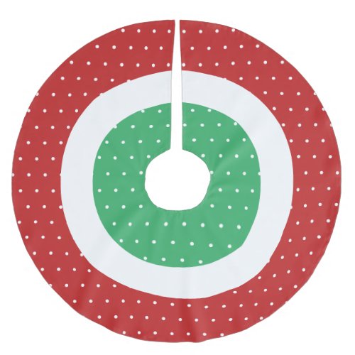 Red White Green With Dot Pattern Brushed Polyester Tree Skirt