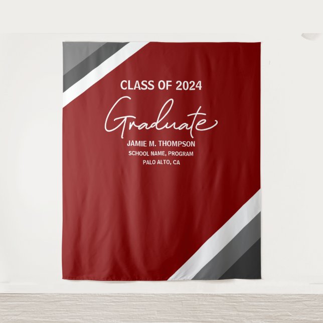 Red White Grey Class of 2024 backdrop graduation (Front)