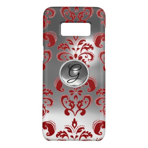 RED WHITE GREY DAMASK GEMSTONE MONOGRAM Floral Case_Mate Samsung Galaxy S8 Case