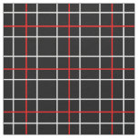 Red White Grid Lines Black Plaid Design  Fabric
