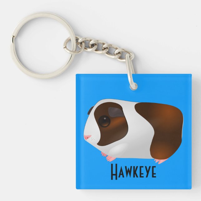 Red & White Guinea Pig With Name Keychain (Front)