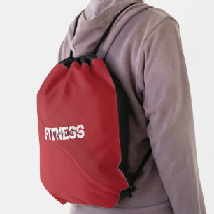 Red White Gym Yoga Workout Drawstring Bag
