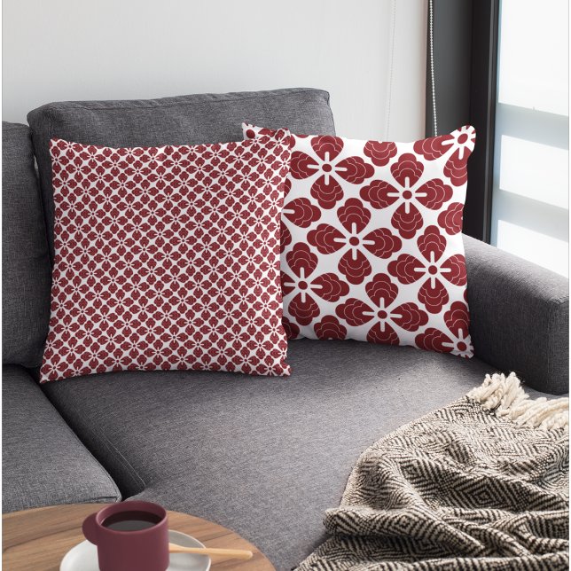 Red & White Hanabishi FloralPattern Throw Pillow (Creator Uploaded)
