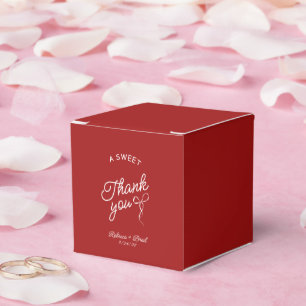 Red & White Hand Drawn Bow Sketch Wedding  Favor Boxes