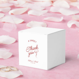 Red & White Hand Drawn Bow Sketch Wedding Favor Boxes