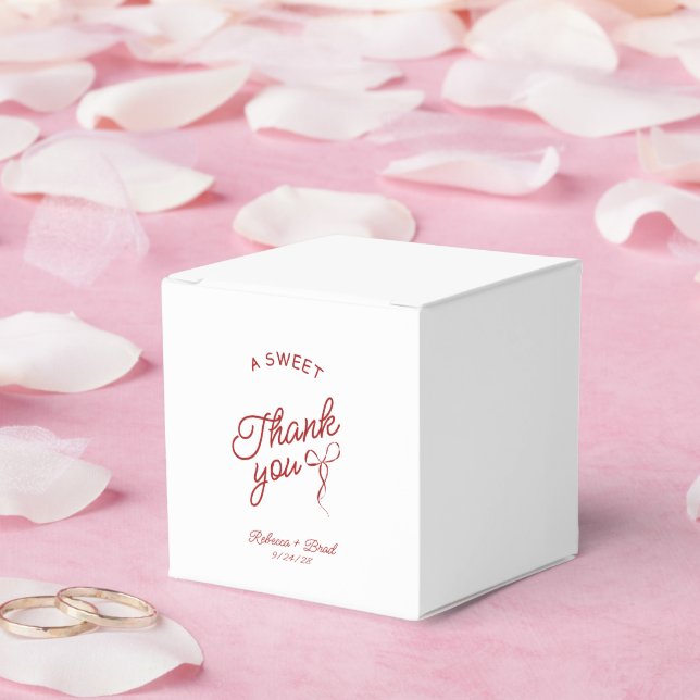 Red & White Hand Drawn Bow Sketch Wedding  Favor Boxes (Wedding)