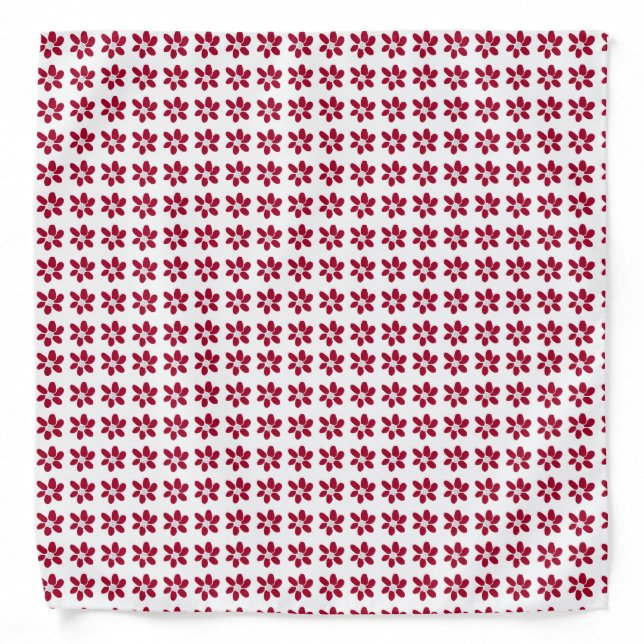 Red White Hand-drawn Flower Bandana (Front)