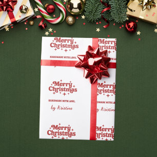 Red white handmade by Christmas gift wrapping Wrapping Paper