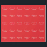 Red & White Handwriting Couple Names Wedding Wrapping Paper<br><div class="desc">You Can Easily Change the Fonts,  Background Image and Color,  Letter Characters.</div>