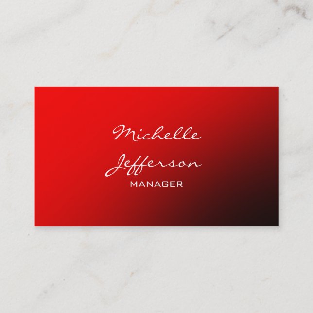 Red White Handwriting Script Manager Business Card (Front)
