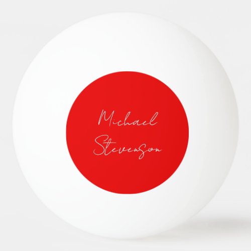 Red White Handwritten Minimalist Your Name Ping Pong Ball