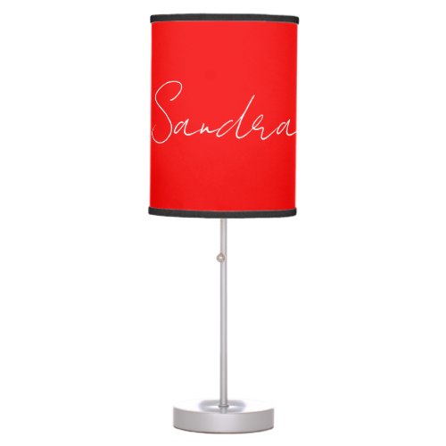 Red White Handwritten Minimalist Your Name Table Lamp