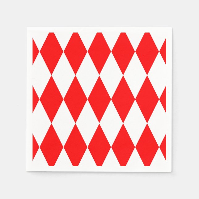 Red White Harlequin Diamonds Checkers Design  Napkins (Front)