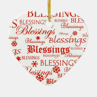 Red & White Heart Blessings Christmas Ornament