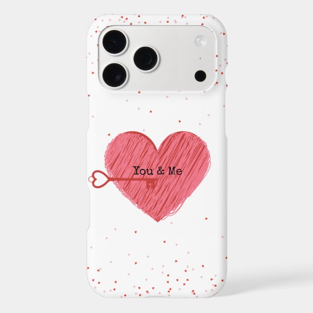 Red White Heart Cute Trendy Modern Valentines Day iPhone Case (Back)