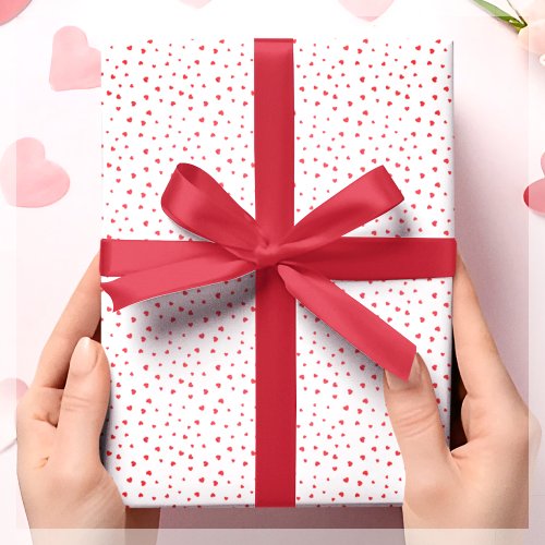 Red  White Heart Gift Wrapping Paper