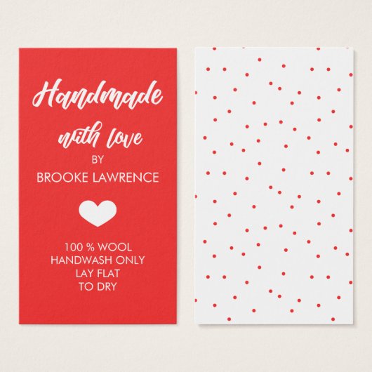 Red & White Heart Handmade with Love (Front & Back)