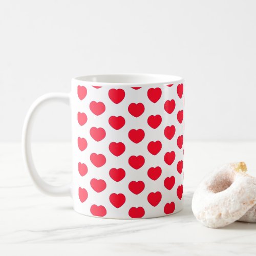 Red White Heart Pattern Coffee Mug