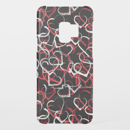 Red white heart pattern on black background uncommon samsung galaxy s9 case