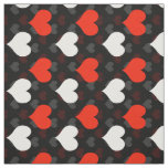Red White Hearts Black  Fabric