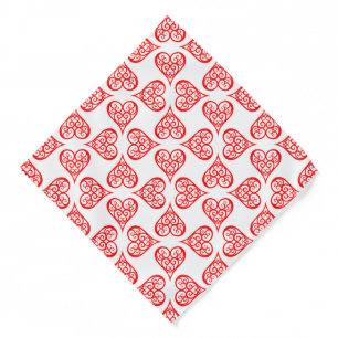 Red & White hearts • Elegant Traditional Christmas Bandana