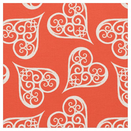 Red & White hearts • Elegant Traditional Christmas Fabric
