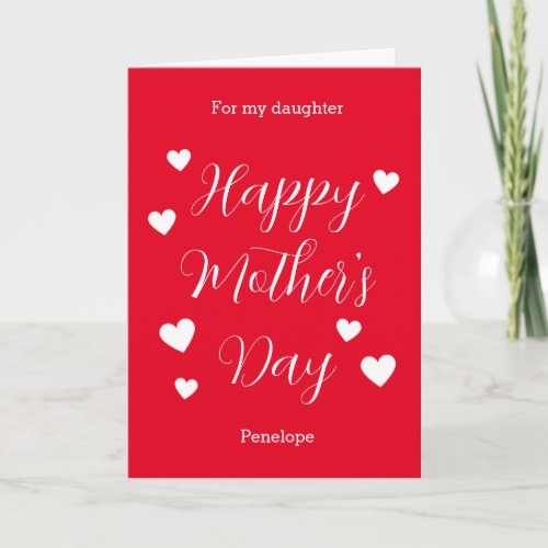 Red White Hearts Happy Mothers Day  Card