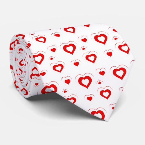 Red  white hearts in hearts Pattern Neck Tie