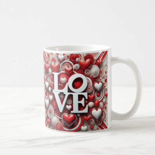 Red White Hearts Love Typography Valentine's Day 