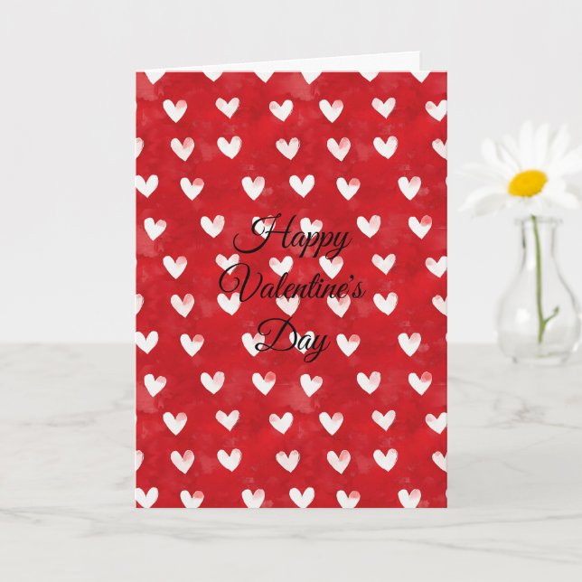 Red White Hearts Love Valentine's day Card (Small Plant)