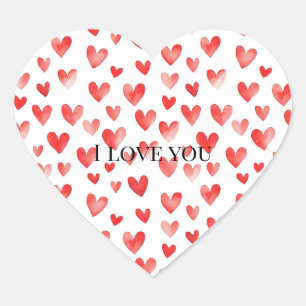 Red White Hearts Love Valentine's day Heart Sticker