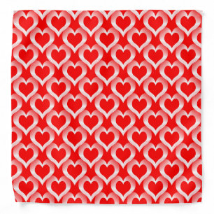 Red White Hearts Pattern Bandana