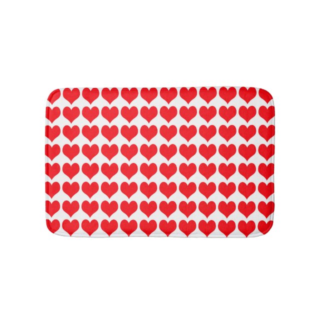 Red White Hearts Pattern Bath Mat (Front)