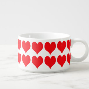 Red White Hearts Pattern Bowl