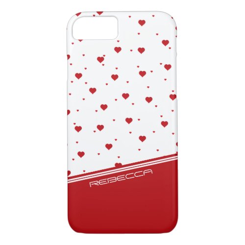 Red  White Hearts Pattern iPhone 87 Case