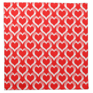 Red White Hearts Pattern Cloth Napkin