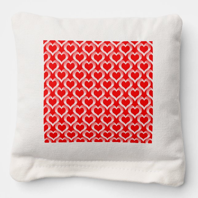 Red White Hearts Pattern Cornhole Bags (Front)