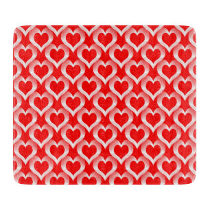Red White Hearts Pattern Cutting Board