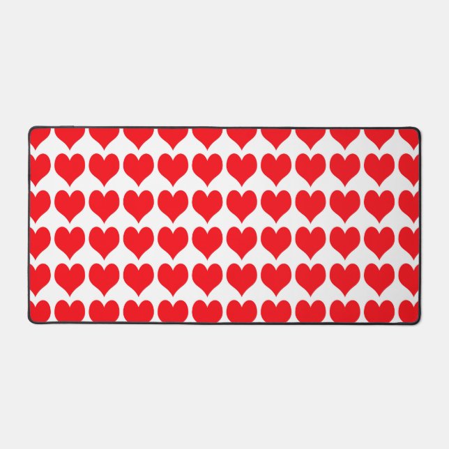 Red White Hearts Pattern Desk Mat (Front)