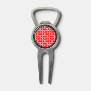 Red White Hearts Pattern Divot Tool