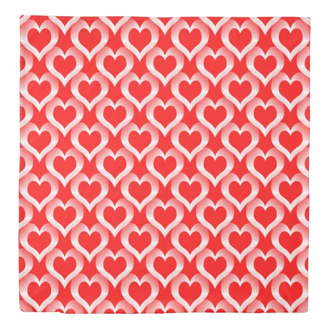 Red White Hearts Pattern Duvet Cover (Front)