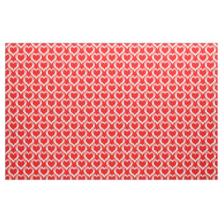 Red White Hearts Pattern Fabric