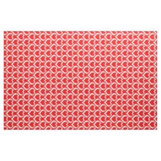 Red White Hearts Pattern Fabric